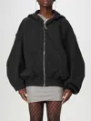 Attico Grey Sweatshirt With Hood And Logo Lettering On The Front In Cotton Woman In Black
