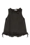 Attico Fleece Tank Top With Drawstring And Knot In Faded Black