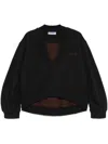 Attico V-necked Sweatshirt With Long Draped Sleeves In Black
