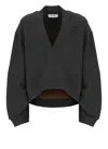 Attico Oversized Sweatshirt With Deep V-neck In Gradient Black In Black