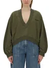 Attico Sweatshirt With Logo In Green