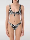 Attico Zebra Knot Detail High-cut Bikini In Black