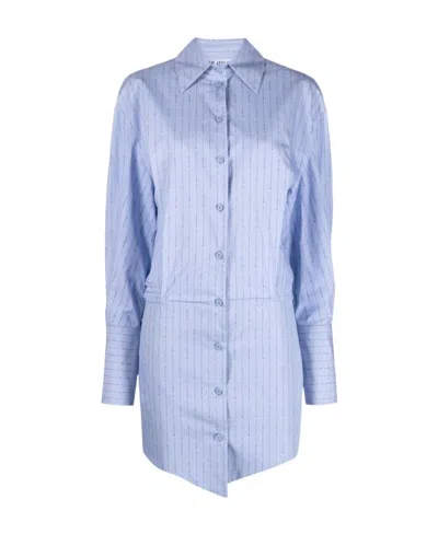 Attico Sylvie Cotton Minidress In Blue