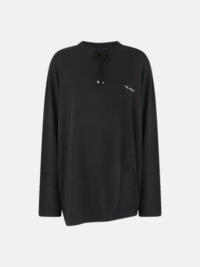 Attico The  Tops&shirts Gend - Black T-shirt Black Main Material: 93% Linen 7% Elastane, Second Mater