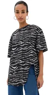 Attico Asymmetric Zebra Print Crewneck Top In Black/white