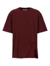 Attico Short Sleeves With Asymmetric Hem And Embroidered Detail In Brown