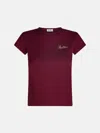 Attico Bordeauc Cotton T-shirt With Embroidered Logo In Burgundy