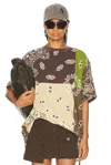 Attico Paisley-print Cotton T-shirt In Green  Brown  & Beige