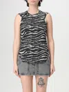 Attico Zebra Print Form-fitting Sleeveless Tank Top In Black