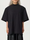 Attico Asymmetric Oversized Round Neck Short Sleeve Top In Black
