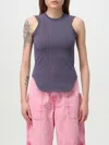 Attico 'reese' Crew Neck Top With Curved Hem In Violet