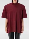 Attico Crewneck Mock Neck Logo Embroidered Top In Burgundy