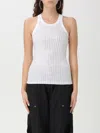 Attico White Tank Top With White Rhinestone In White