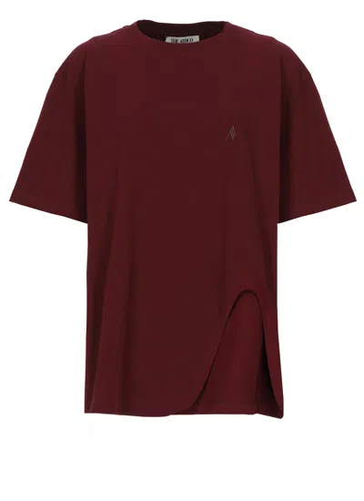 Attico T-shirt With Logo In Burgundy