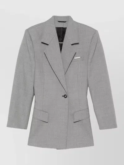 Attico Tailored Blazer Padded Shoulders Long Sleeves In Black