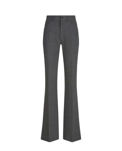 Attico Tailored Flare Pants With Front Pence And Zip Closure In Gray