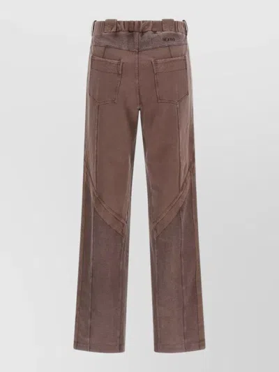 Attico Tailored Trousers Front Slit Belt Loops In Brown