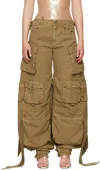 ATTICO TAN LONG CARGO PANTS