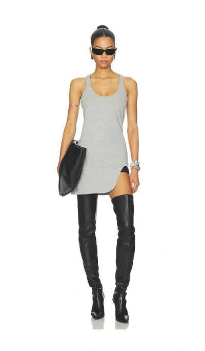 Attico Tank High Slit Mini Dress In Gray