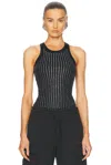 Attico Black Hotfix Crystal Tank Top In Black