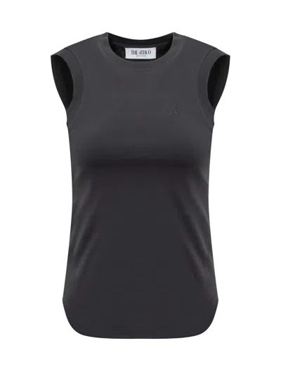 Attico The  Tank Top Light Jersey In Black