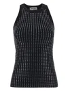 Attico Black Hotfix Crystal Tank Top In Black