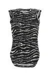 Attico Reese Zebra Print Cotton Tank Top In Blackwhite