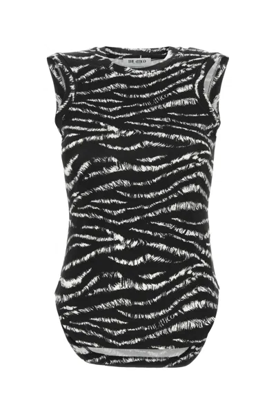 Attico Reese Zebra Print Cotton Tank Top In Multicolor