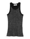 Attico Fitted Midi Dress With Shimmering Embellishments In Negro