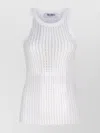 Attico Crew Neck Perforated Ribbed Sleeveless Tank Top In White