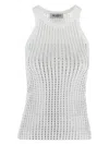 Attico White Tank Top With Multicolor Rhinestone In Jersey Woman In White