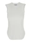 Attico White Sleeveless Crewneck Top With Tonal Logo Embroidery On The Front In Cotton Woman In White