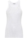 Attico White Tank Top With White Rhinestone In White