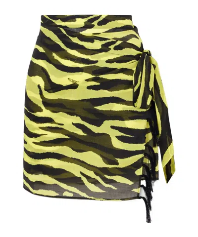 Attico Tasseled Zebra-print Cotton-voile Pareo In Multi