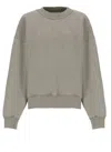 Attico Taupe Grey Cotton Sweatshirt With Front Relief Logo In Multi
