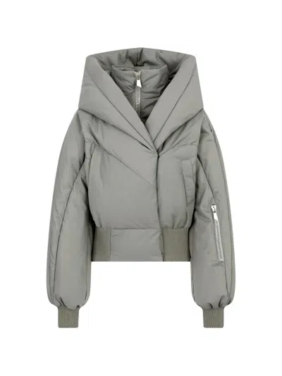 Attico Taupe Grey Puffer Jacket In Gray