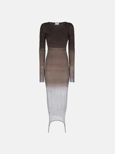 Attico Taupe Mini Dress In Brown