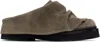 Attico Round Toe Suede Finish Stitch Detailing Mules In Brown