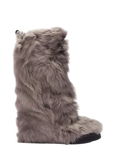 Attico Robin Combat Boot In Animal Print