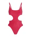 Attico Terry One-piece Swimsuit With Criss-cross Straps On The Back In Red