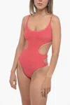 Attico Terry One-piece Swimsuit With Criss-cross Straps On The Back In Red
