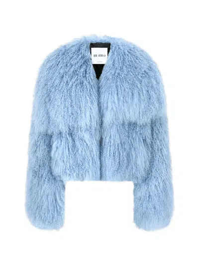 Attico Textured Bomber Jacket In Blue