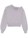 Attico One-shoulder Cropped Sweatshirt With Open Back In Gray