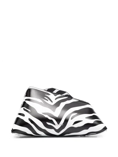 Attico The  8.30 Pm Zebra Print Leather Clutch In White