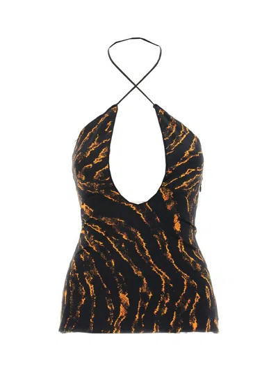 Attico The  Abstract Printed Open Back Top In Multi