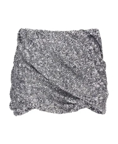 Attico The  All-over Sequinned Mini Skirt In Gray