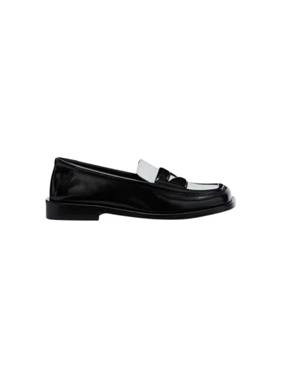 ATTICO THE ATTICO AMANDA COLLEGE 20 MM LOAFER BLACK AND WHITE