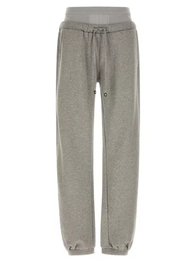 Attico Fleece Joggers Side And Back Pockets Cuffs In Neutral