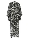 Attico Animal Print Sheer Caftan With Kimono Sleeves In Black
