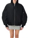 Attico Bomber Jacket With Bishop Sleeves In Black